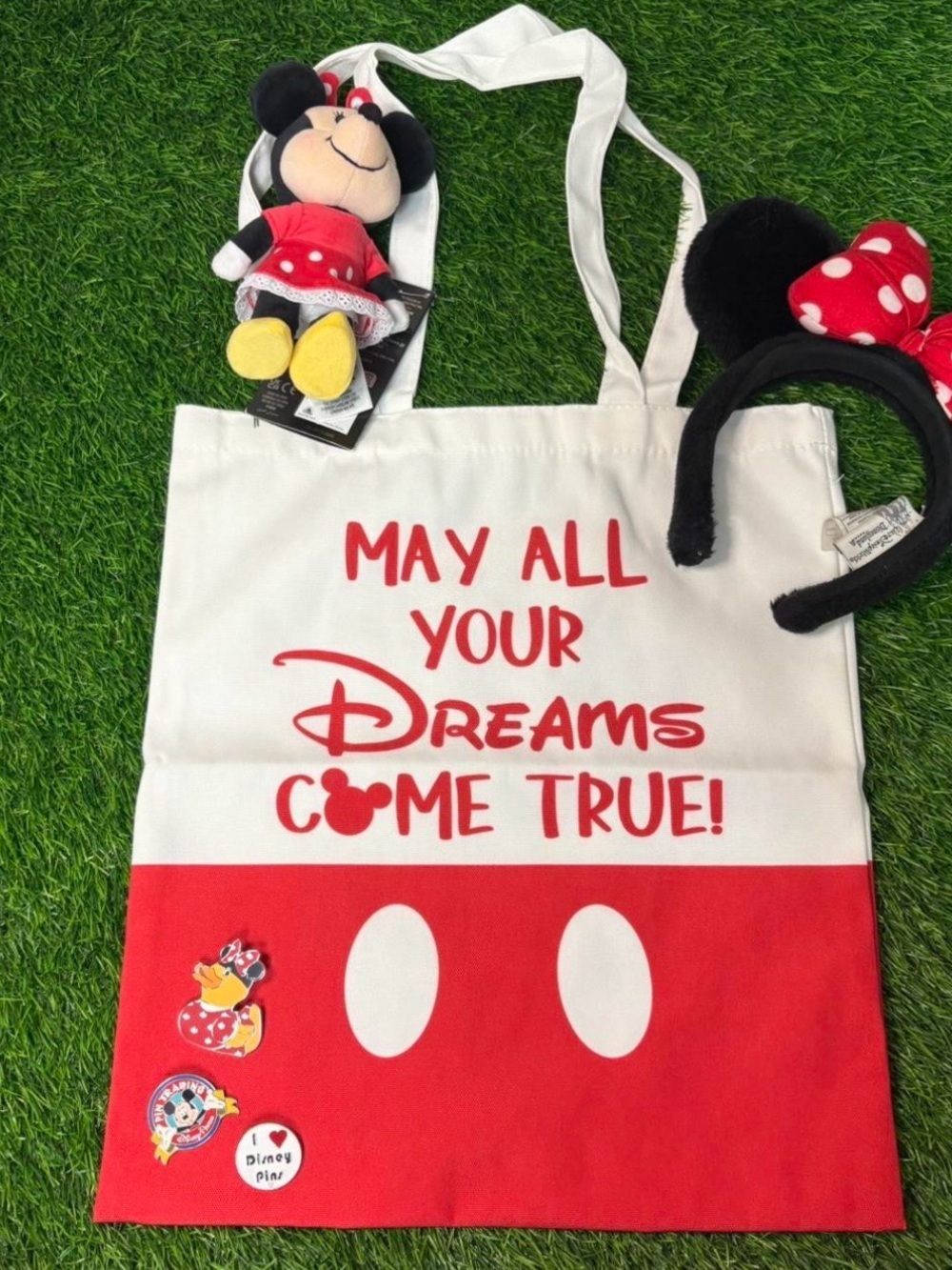 Disney White and Red Minnie Mouse Tote Bag